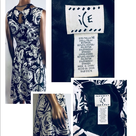 I.C.E. Vtg Dress Cutout Back Button Floral Sz 14 - Picture 4 of 8